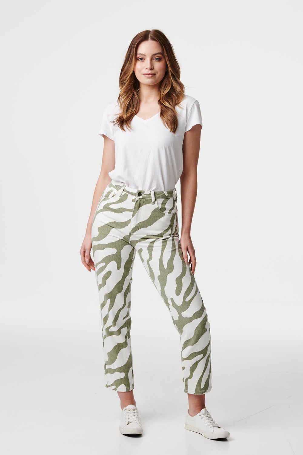 Khaki | Abstract Print Straight Leg Jeans