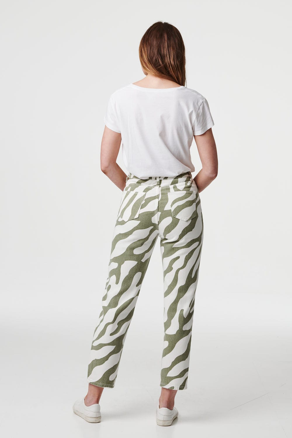 Khaki | Abstract Print Straight Leg Jeans