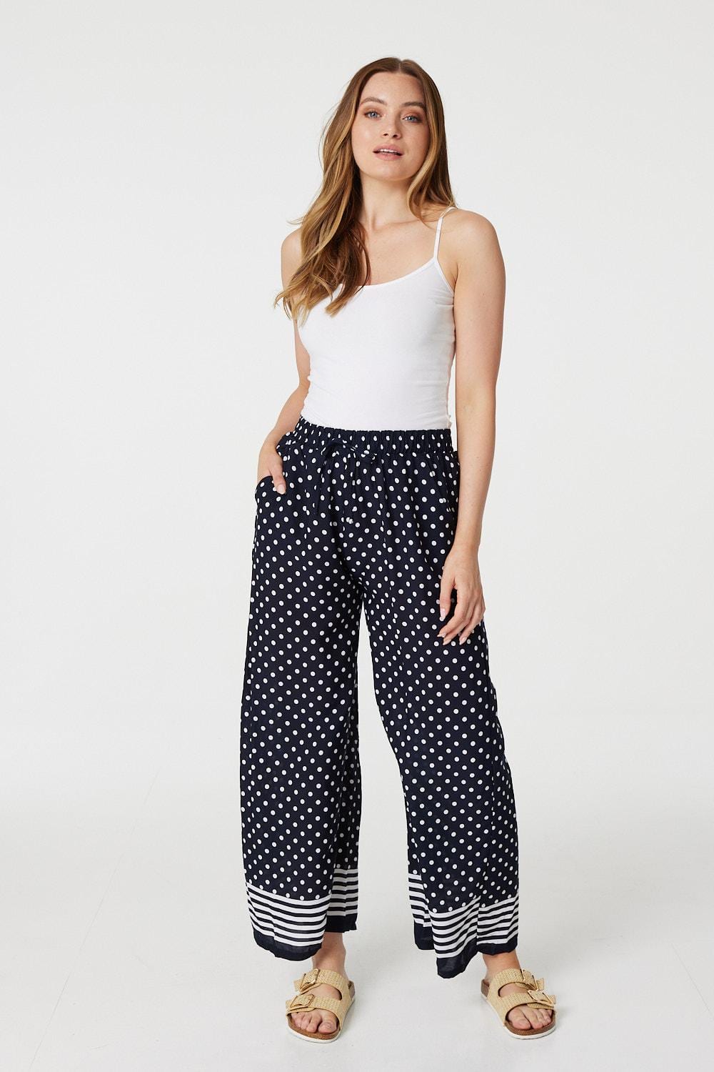 Black | Polka Dot Wide Leg Trousers