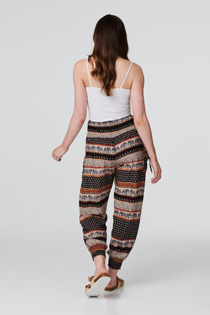 Stripy Elephant Print Harem Pants