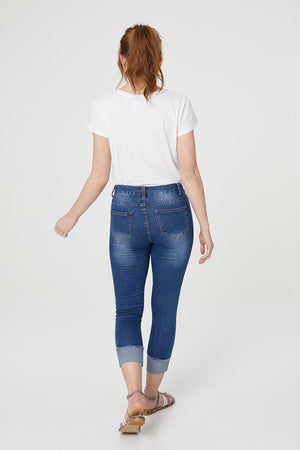 Blue | High Waisted Cropped Skinny Jeans
