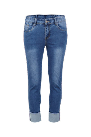 Blue | High Waisted Cropped Skinny Jeans