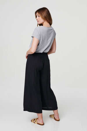 Black | High Rise Button Front Culottes