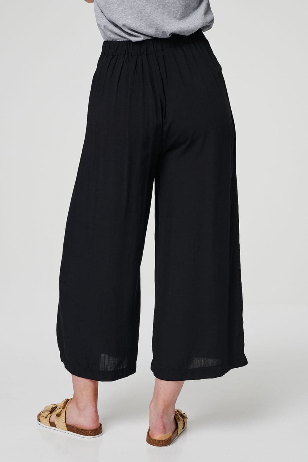Black | High Rise Button Front Culottes