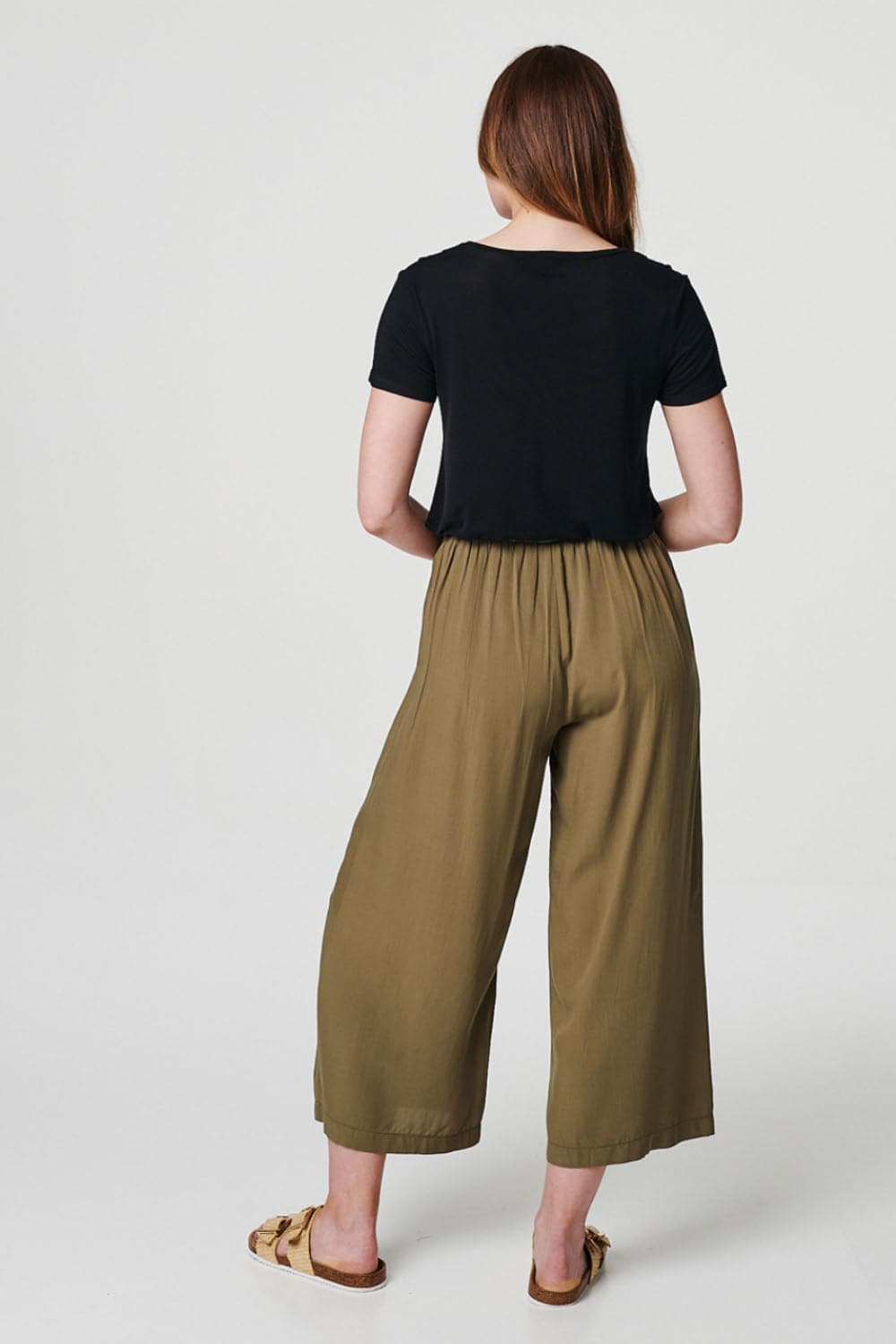 Khaki | High Rise Button Front Culottes