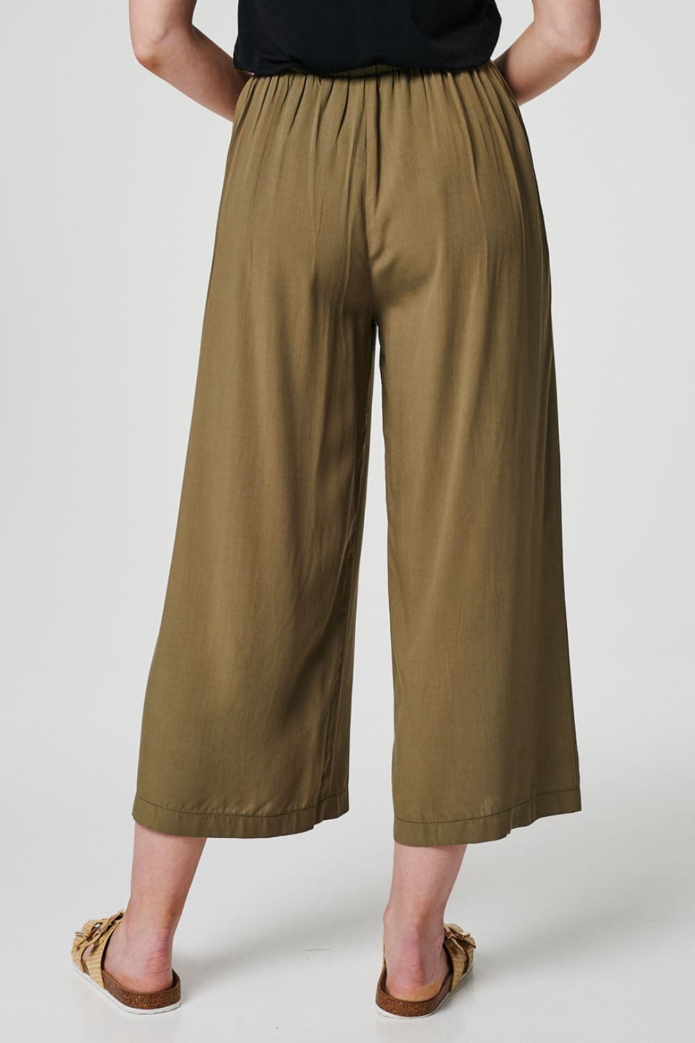 Khaki | High Rise Button Front Culottes