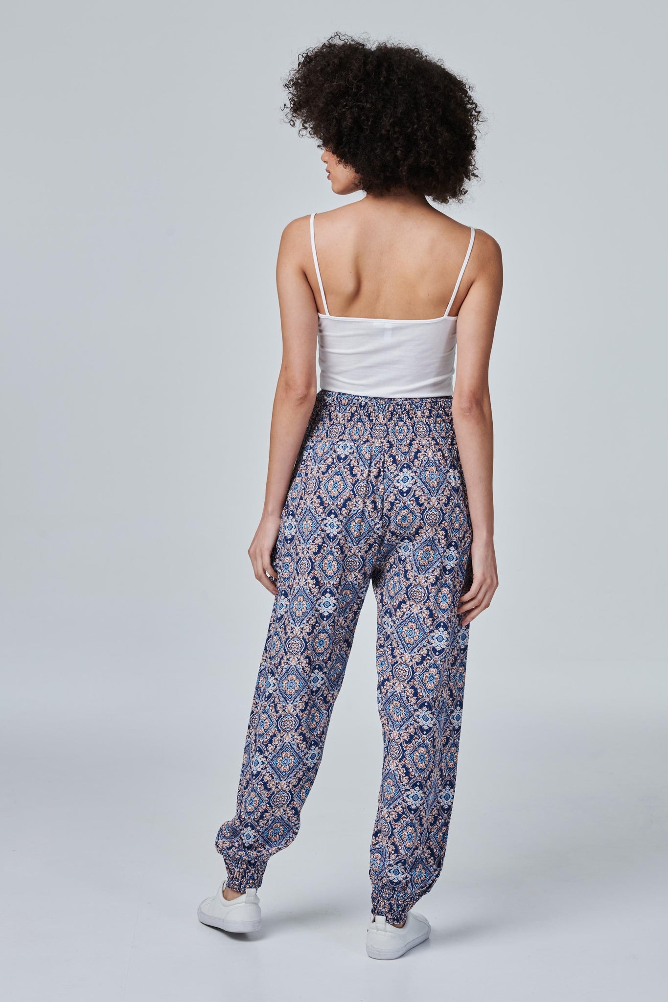 Navy | Mosaic Print Harem Pants