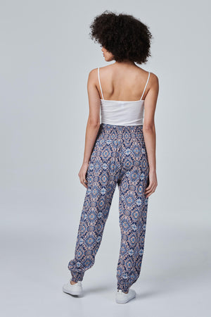 Navy | Mosaic Print Harem Pants