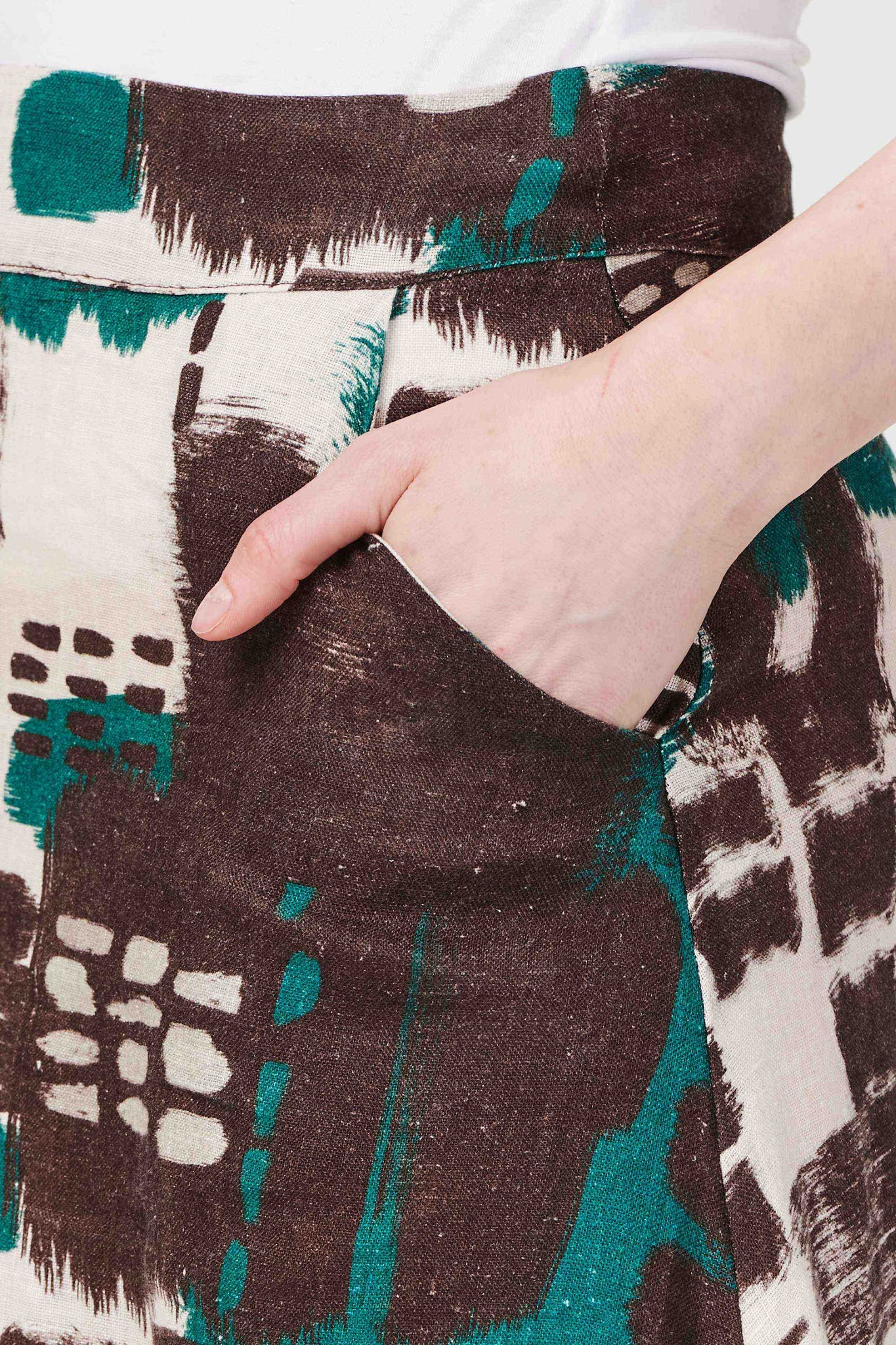 Green | Abstract Print A-Line Maxi Skirt