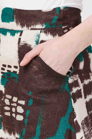Green | Abstract Print A-Line Maxi Skirt