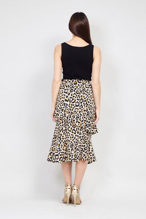 Beige | Leopard Print Tie Waist Skirt