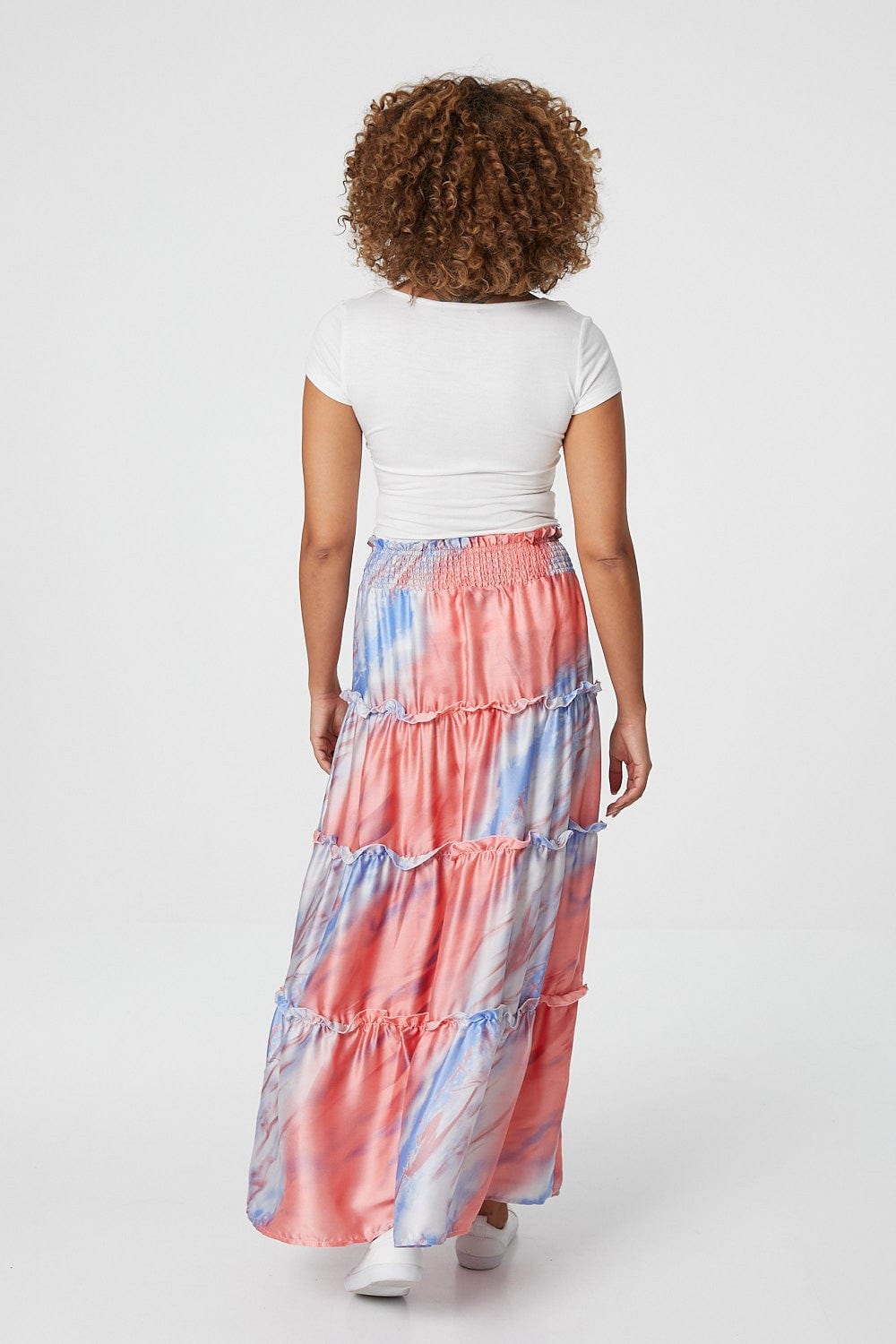Multi Pink | Tie Dye Tiered Maxi Skirt
