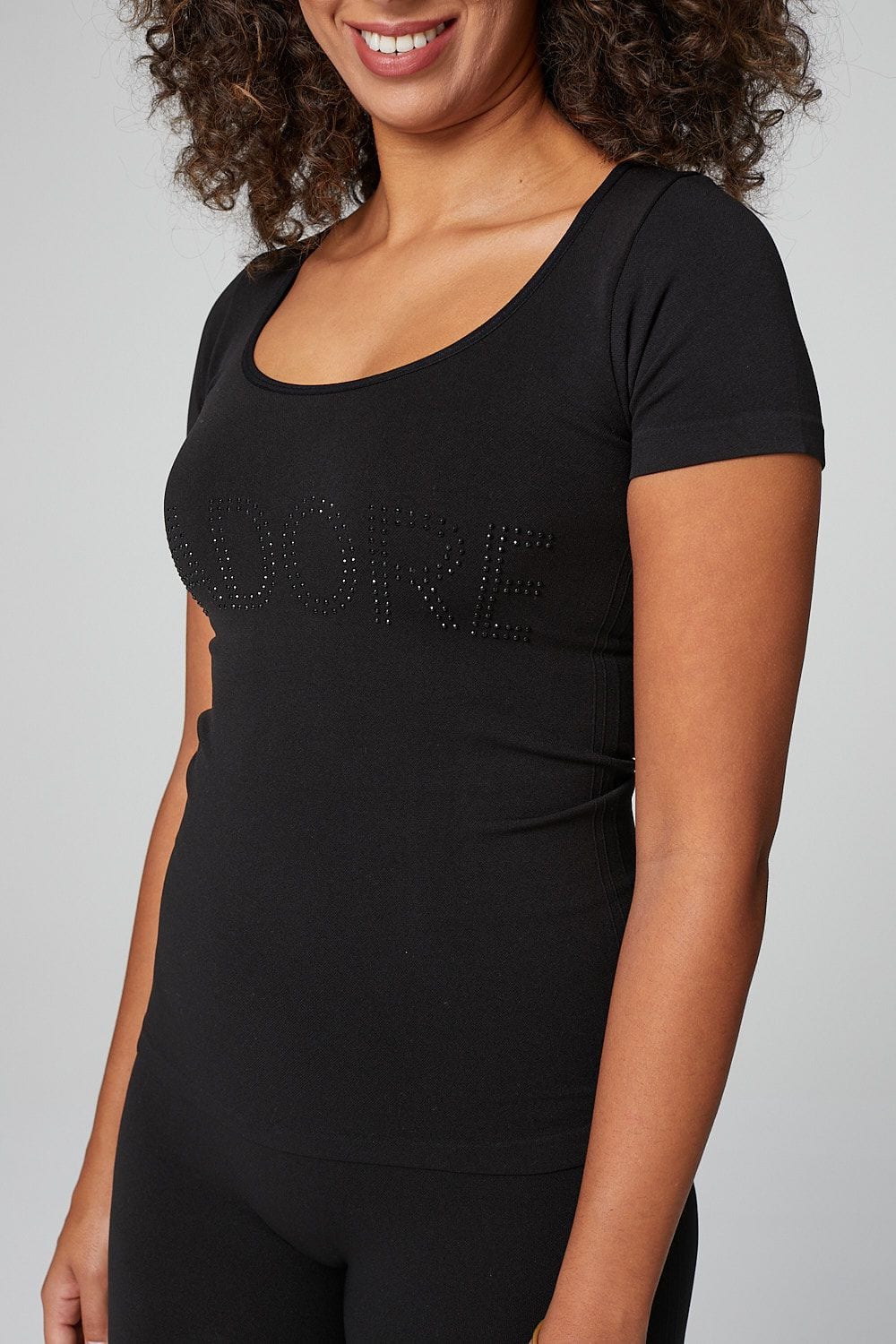 Black | J'adore Embellished Slogan Loungewear Set