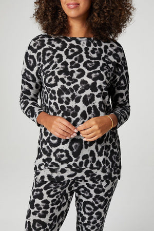 Grey | Leopard Print Relaxed Lounge Set