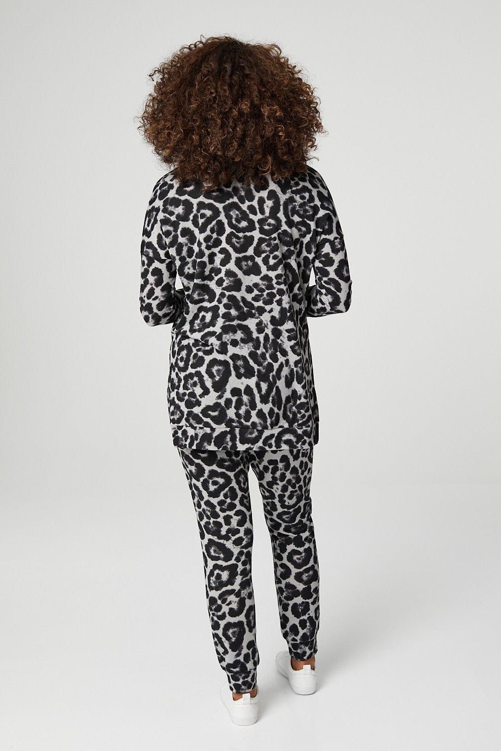 Grey | Leopard Print Relaxed Lounge Set