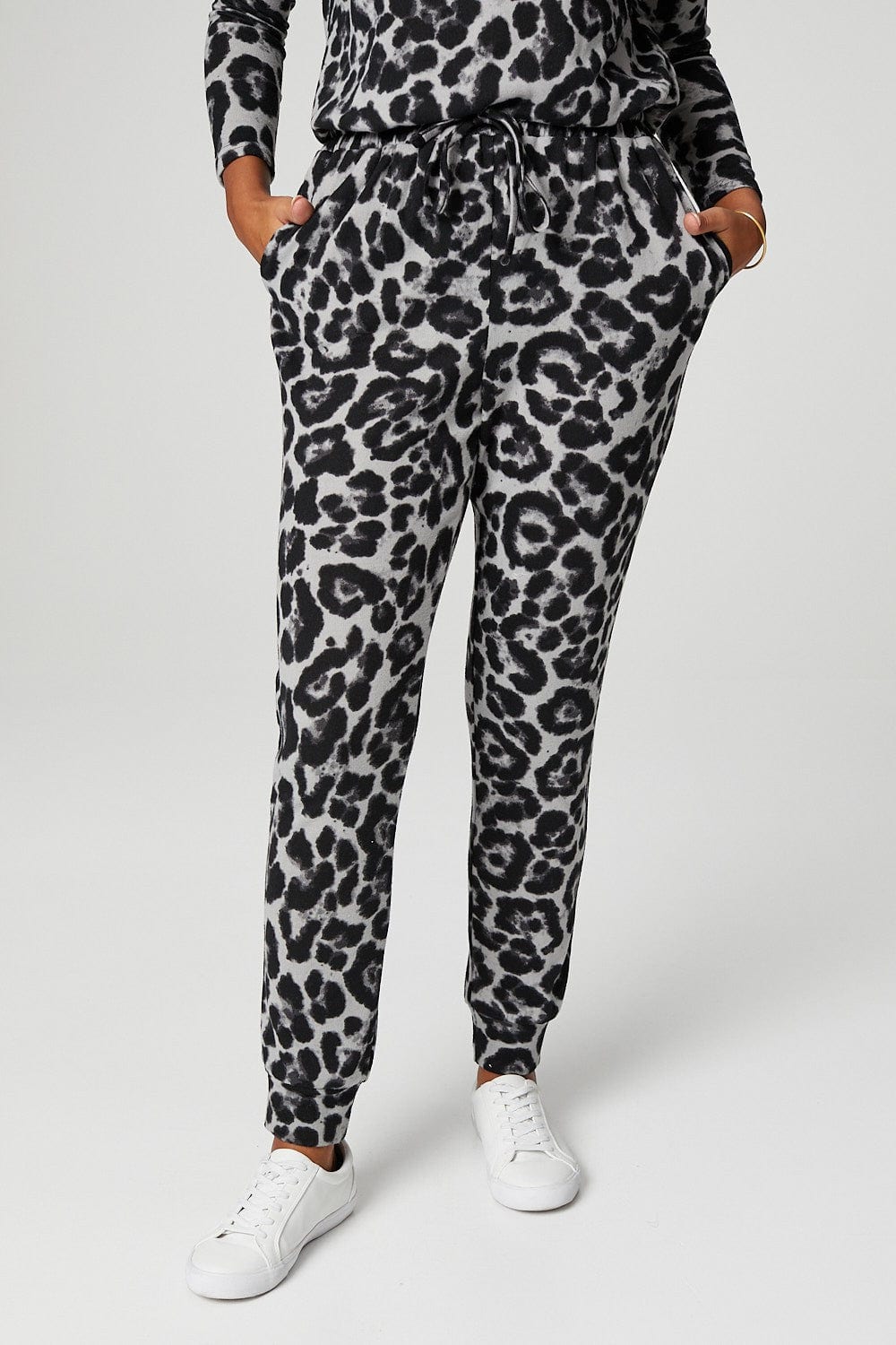 Grey | Leopard Print Relaxed Lounge Set