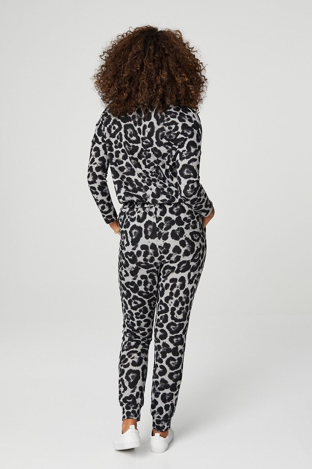 Grey | Leopard Print Relaxed Lounge Set