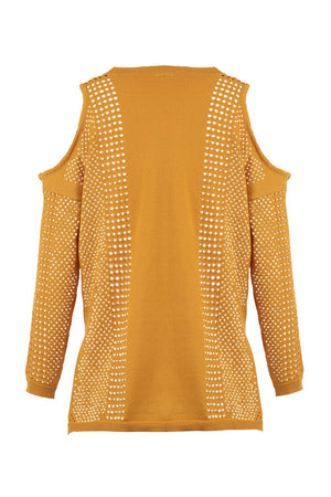 Yellow | Cold Shoulder Cut-Out Top