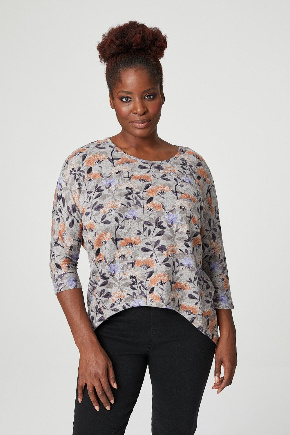 Grey | Curve Floral Bloom Light Knit