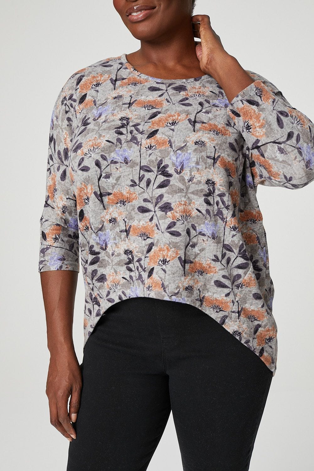 Grey | Curve Floral Bloom Light Knit