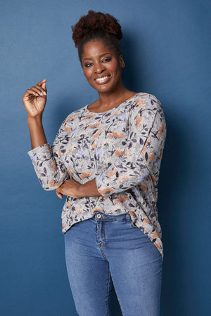 Grey | Curve Floral Bloom Light Knit