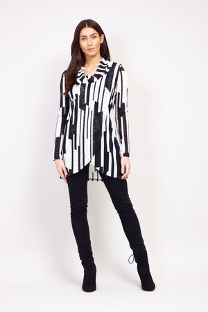 Black | Striped Roll Neck Top