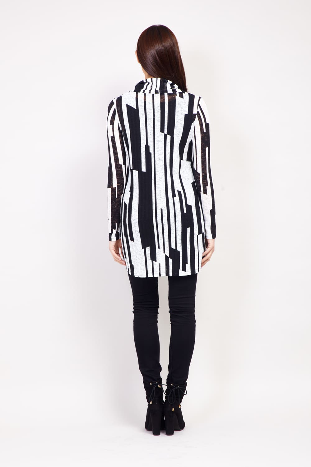 Black | Striped Roll Neck Top