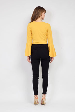 Yellow | Wrap Front Crop Top
