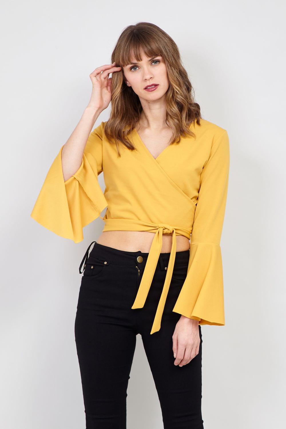 Mustard | Wrap Front Crop Top
