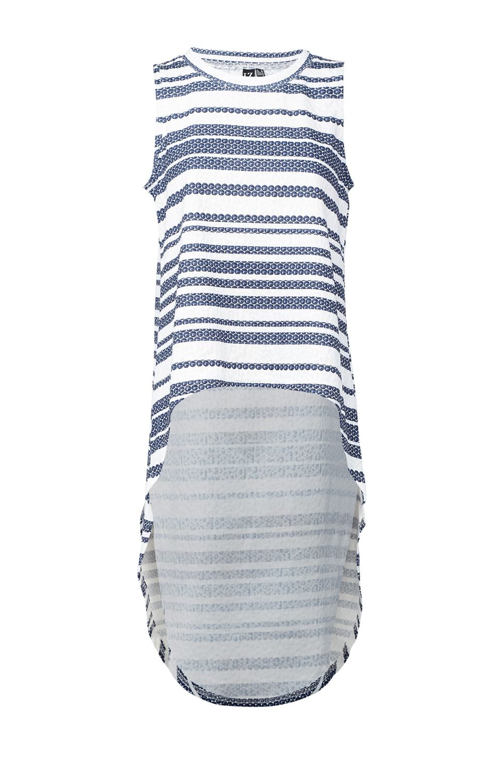Navy | Striped Drop Hem Top