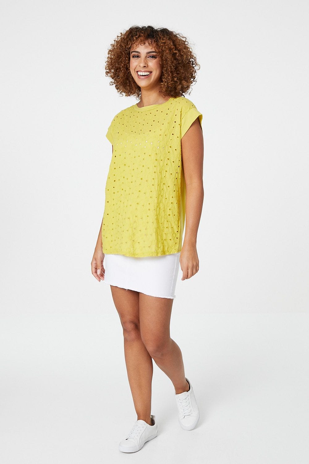 Yellow | Embroidered Front T-Shirt