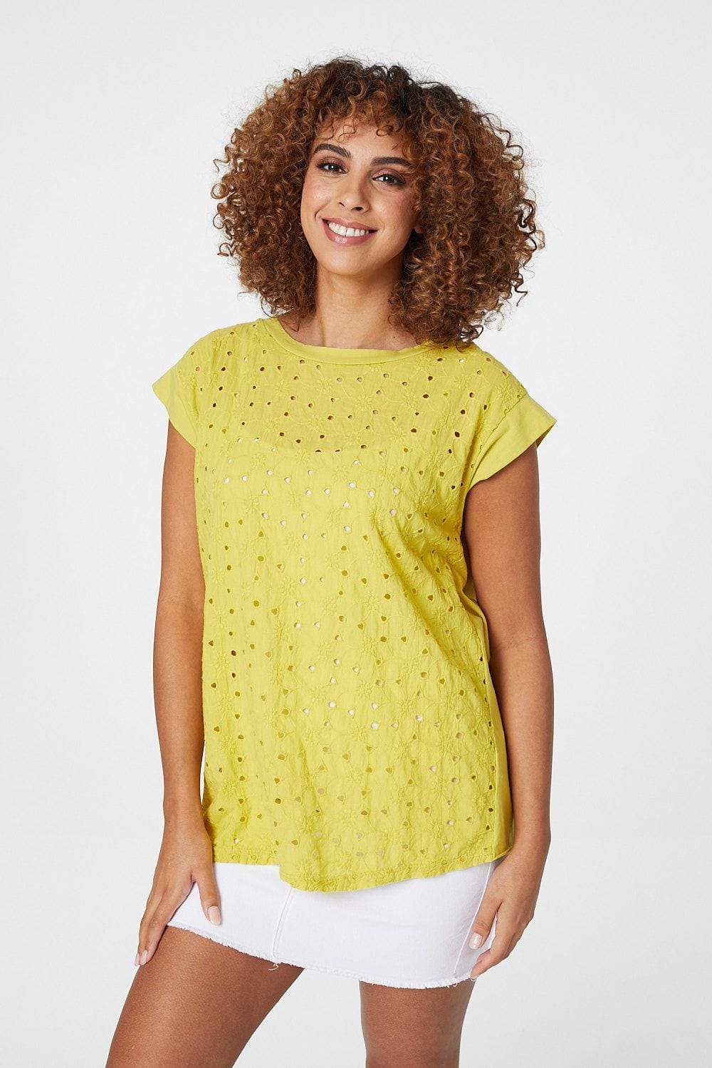 Yellow | Embroidered Front T-Shirt