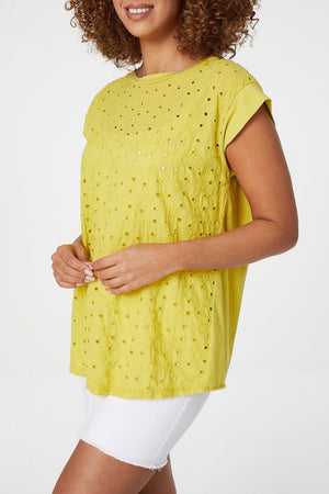 Yellow | Embroidered Front T-Shirt