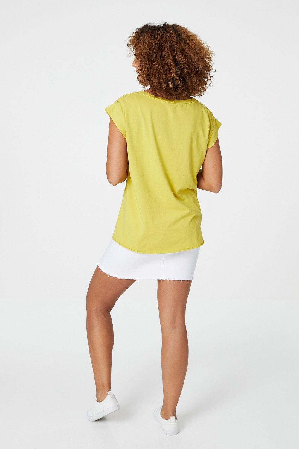 Yellow | Embroidered Front T-Shirt