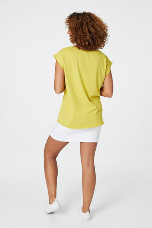 Yellow | Embroidered Front T-Shirt