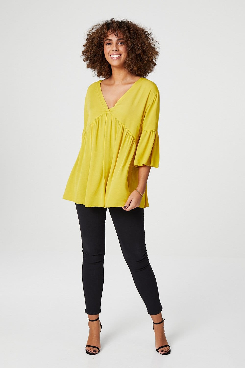 Mustard | Tie Back Boxy Blouse
