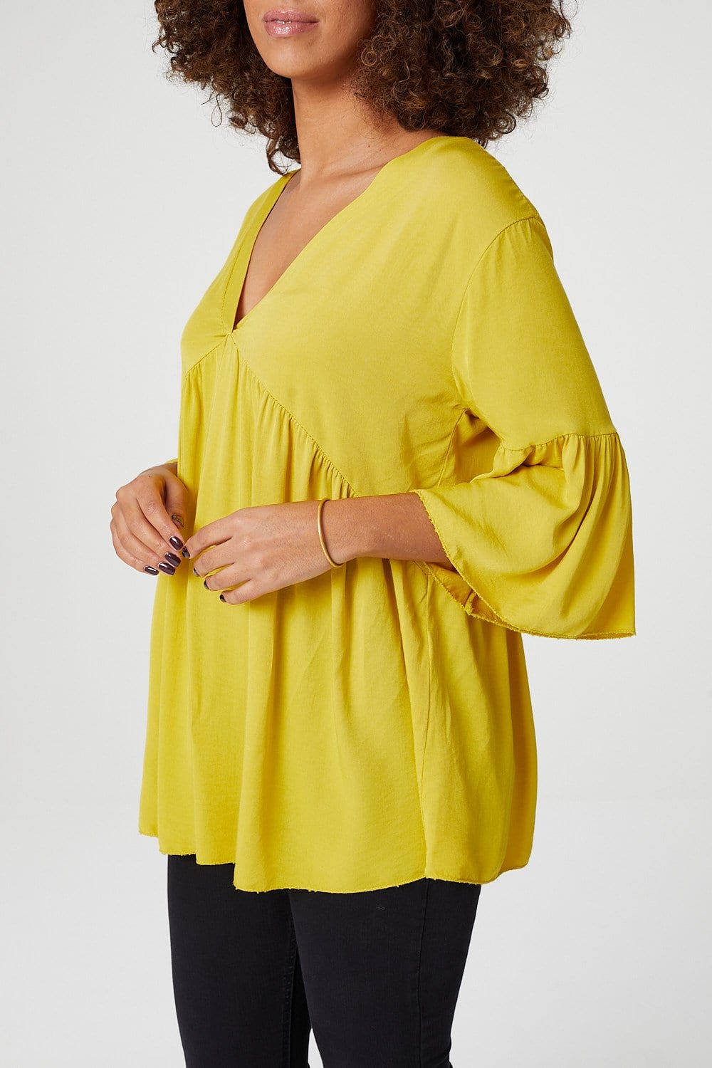Mustard | Tie Back Boxy Blouse
