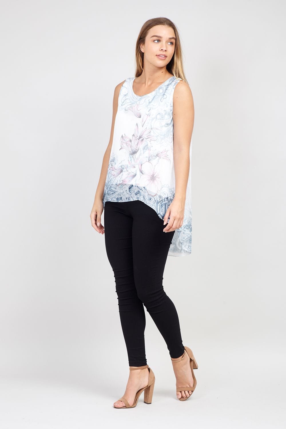 White | Floral Graphic Vest