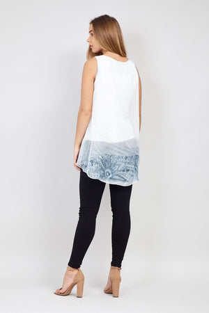 White | Floral Graphic Vest