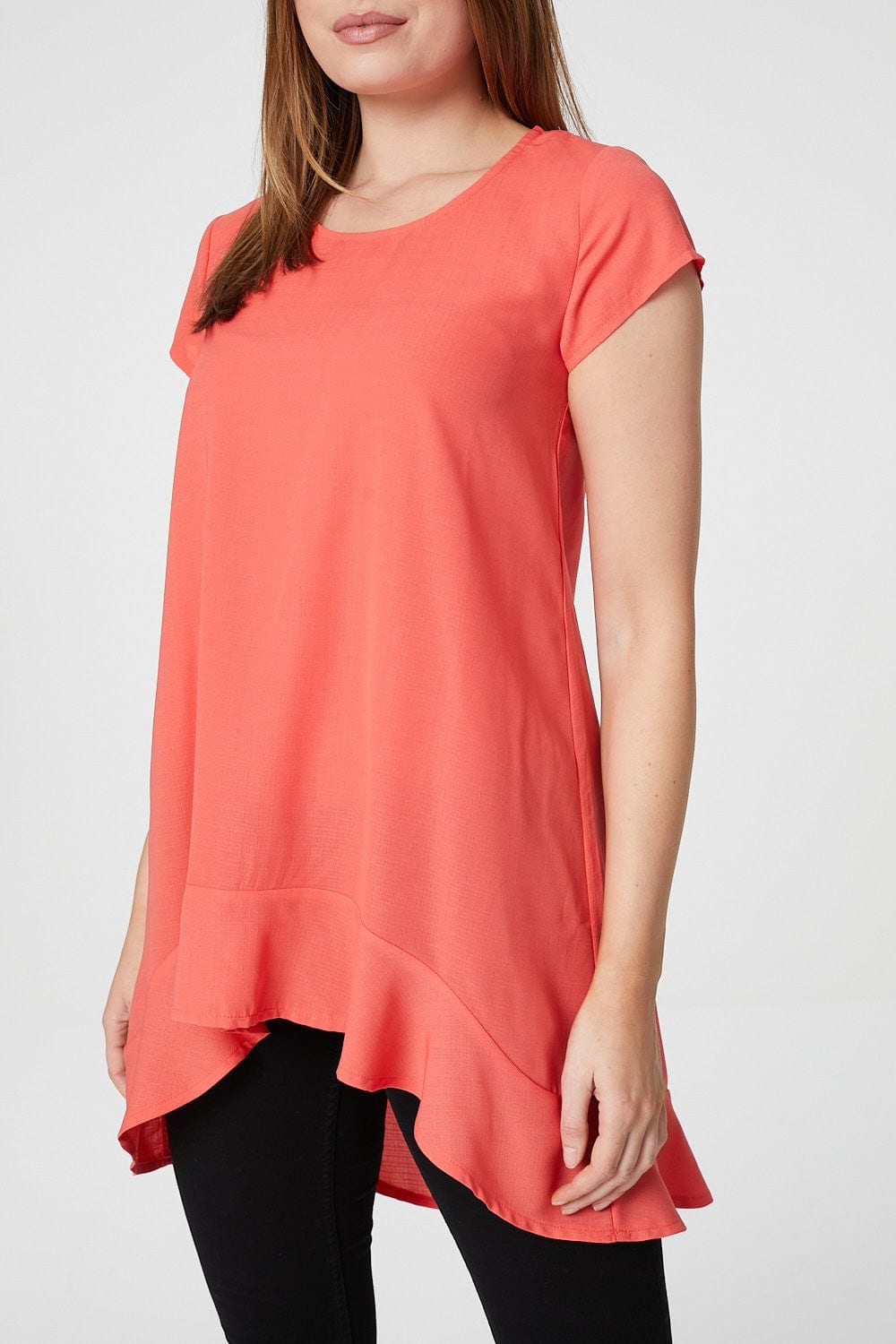 Coral | Cap Sleeve High Low Blouse