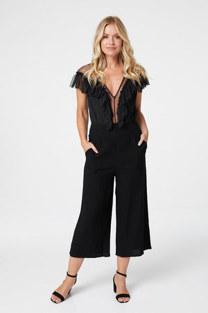 Black | V-Neck Sheer Panel Bodysuit