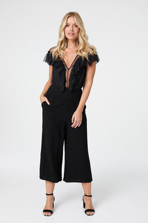 Black | V-Neck Sheer Panel Bodysuit