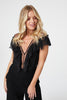 Black | V-Neck Sheer Panel Bodysuit