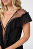 Black | V-Neck Sheer Panel Bodysuit