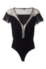 Black | V-Neck Sheer Panel Bodysuit
