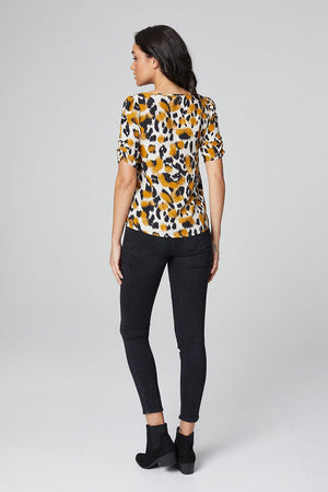 Mustard | Animal Print Puff Sleeve Blouse