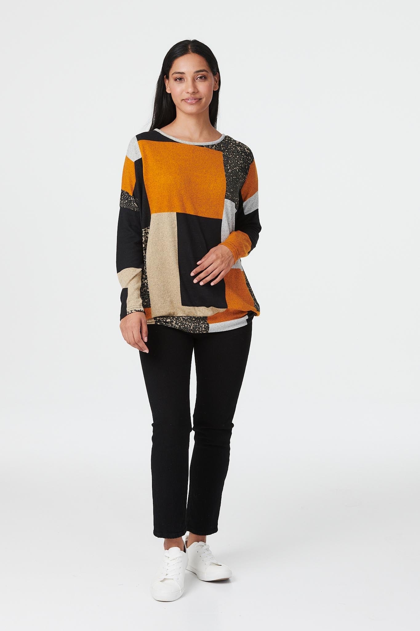 MUSTARD | Colour Block Slouchy Jumper