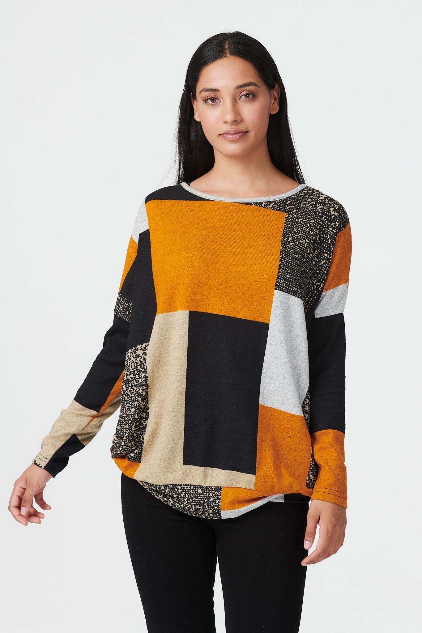MUSTARD | Colour Block Slouchy Jumper