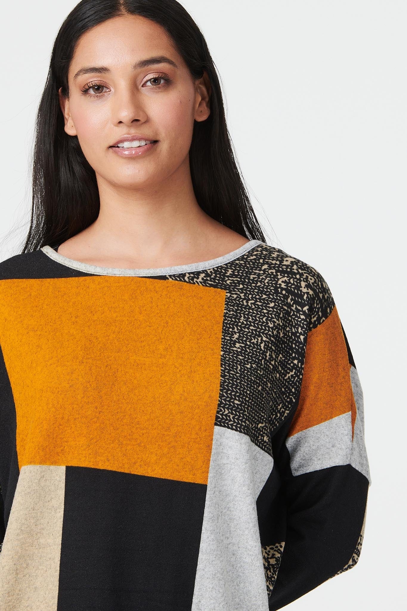 MUSTARD | Colour Block Slouchy Jumper
