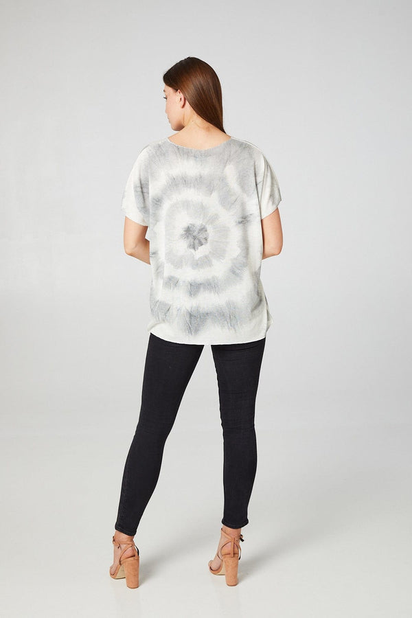 Grey | Tie Dye V-Neck T-Shirt